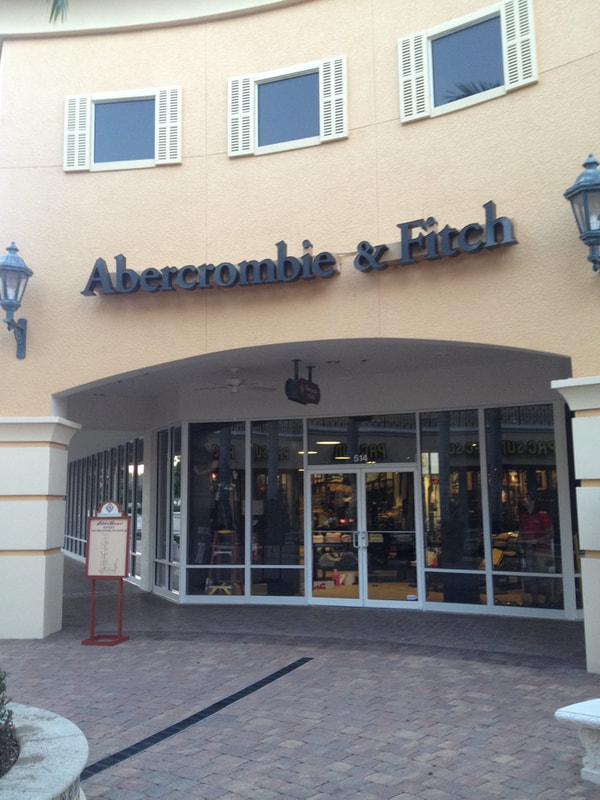 Storefront window film for Abercrombie & Fitch. Miramar Outlets. Estero