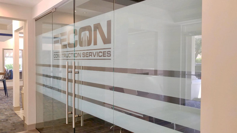 EECON Construction Services - Naples, FL with decorative window film for branding.
