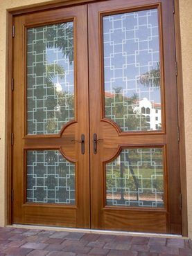 Decorative window film on front door