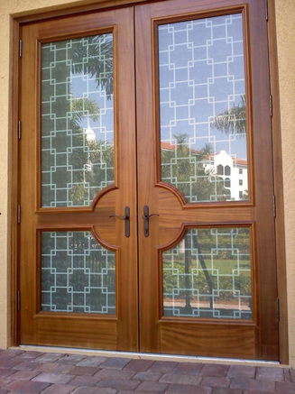 Decorative window film on door in Fort Myers, FL